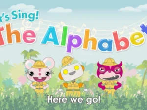 探究学習で英語の文字に親しむアルファベットの歌。「The Alphabet」の文字と探検服を着た3人のキャラクター