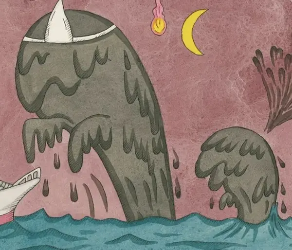 総合的な探究の時間にSDGs目標14「海の豊かさを守ろう」を考える教材。油で汚れた海の生き物を描いたイラスト