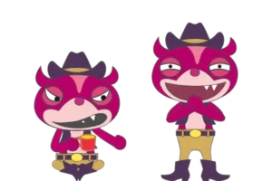 探究学習教材「なるほど！エージェント」のガイ。紫色の帽子をかぶった赤紫色のキャラクター