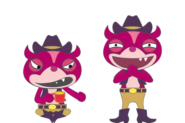 探究学習教材「なるほど！エージェント」のガイ。紫色の帽子をかぶった赤紫色のキャラクター